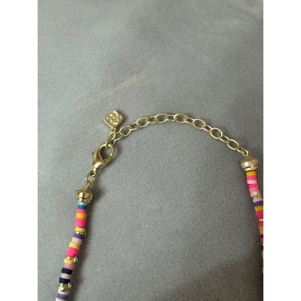 Kendra Scott Mama Heishi Bead Necklace Colorful Polymer Clay Gold Tone Heart - Picture 3 of 3